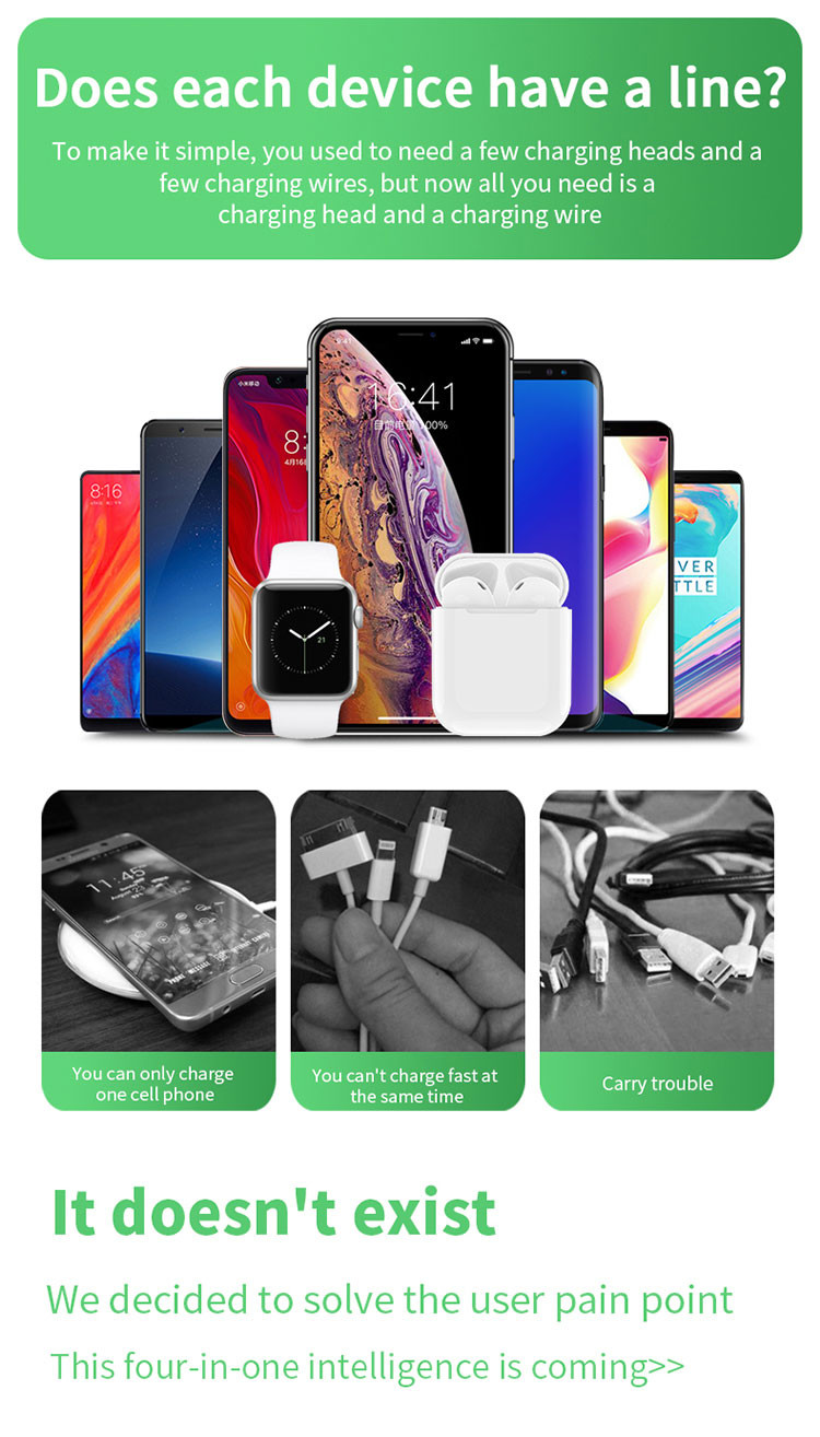 6in1 Multi Function Pen Holder Wireless Charger Fast Charging For Apple