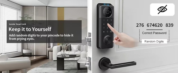 Wifi Face Recognition Door Lock Black Smart Camera Door Lock Automatic