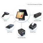 Windows XP Restaurant Pos Dual Monitor 32G SSD 10 Point Capacitive Touchscreen