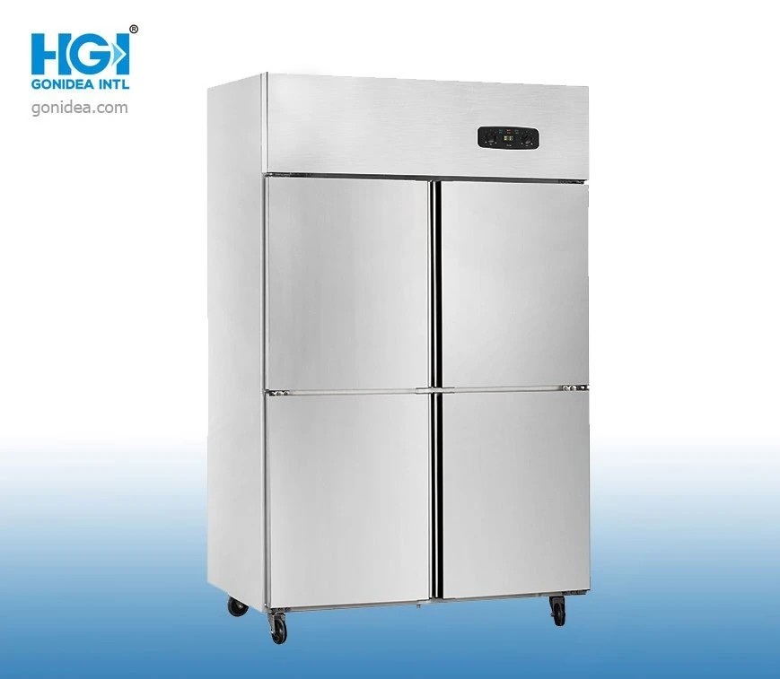 Stainless Steel Refrigerant R600A Commercial Refrigerator With 2 Glass Door