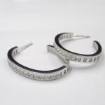 Luxurious Extravagant big hoop earrings With Zircon Stone / Silver Wedding