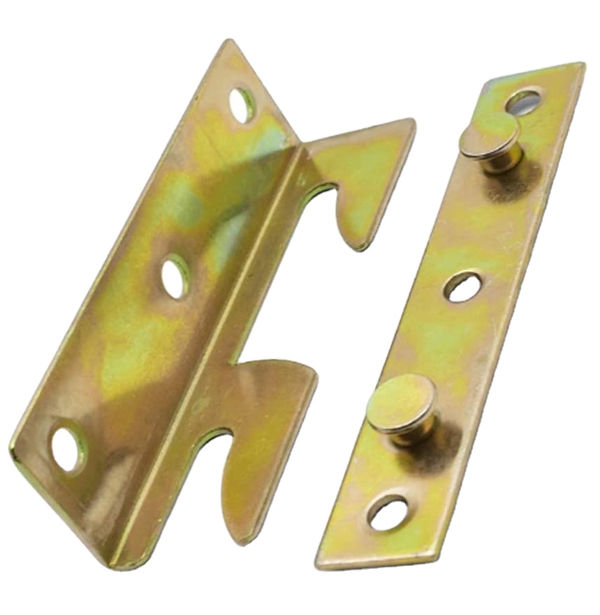 Bed Hinges Bed Rail Brackets 3.1" Double Hooks Heavy Duty Iron Replacement Part for Bed Frames Headboard Footboard with Screws