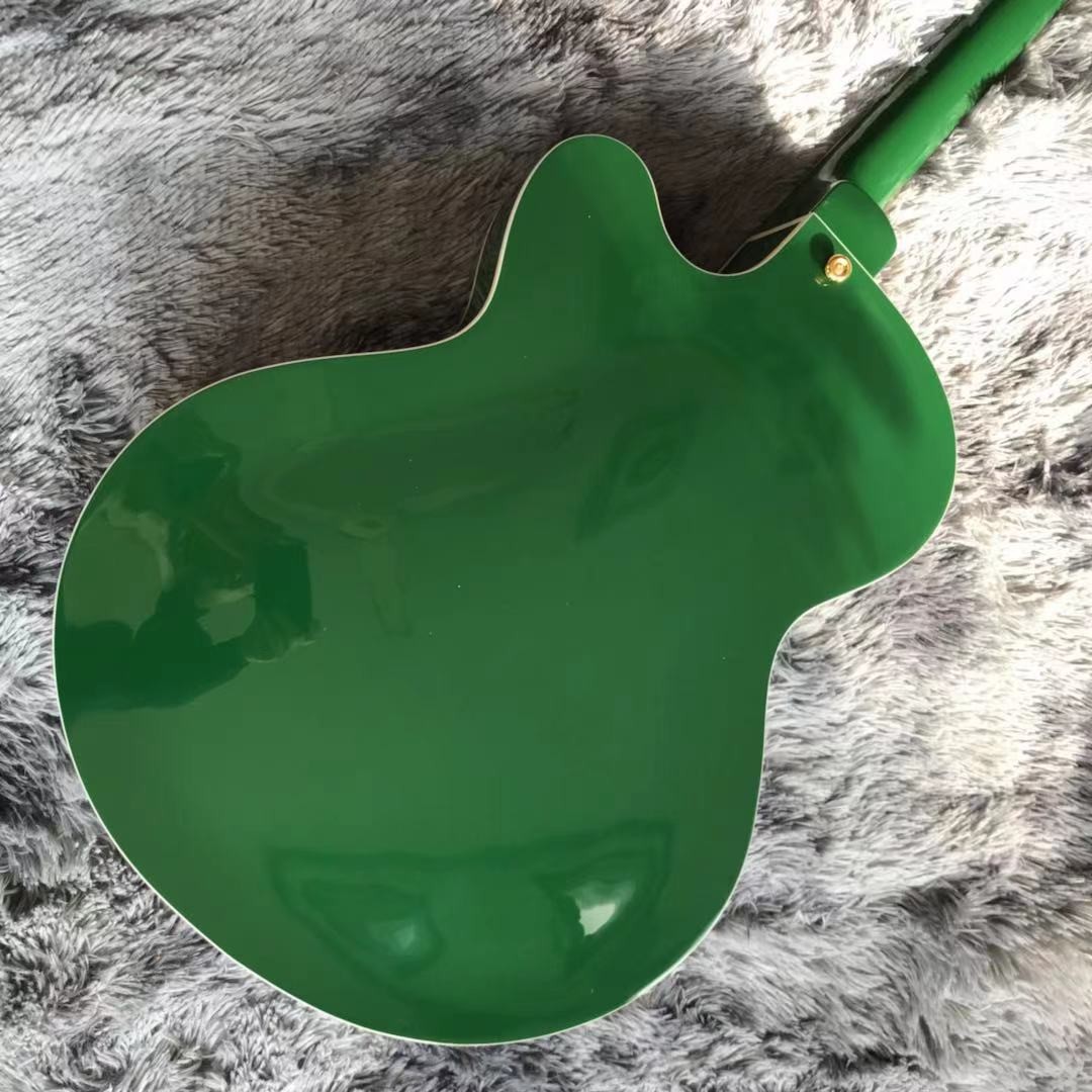 Custom Gret Electric Guitar in Green Color Semi Hollow Body Jazz Electric Guitar With Bigsby Tremolo and High Grade Tune
