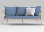 Aluminum Woven Rope Loveseat Patio Lounge Outdoor Sofa Set