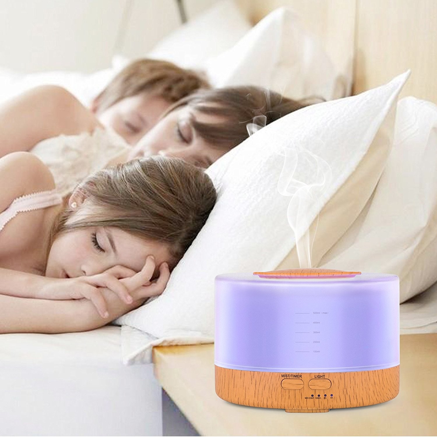 500ml Remote Control Aroma Essential Oil Diffuser Ultrasonic Air Humidifier with 4 Timer Settings