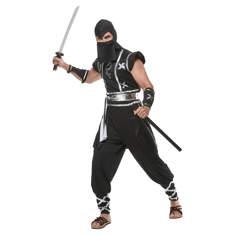 Jackets Coats Children's Black Ninja Cosplay Jumpsuit for Halloween Performance