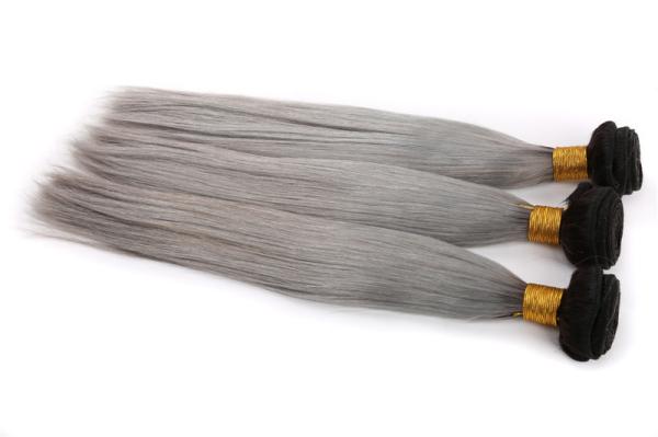 12-24 Inches Sliver With Black Roots Straight Hair Virgin Brazilian Human Hair