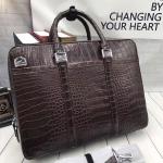 Business Style Genuine Crocodile Belly Skin Men's Working Bag Briefcase Exotic