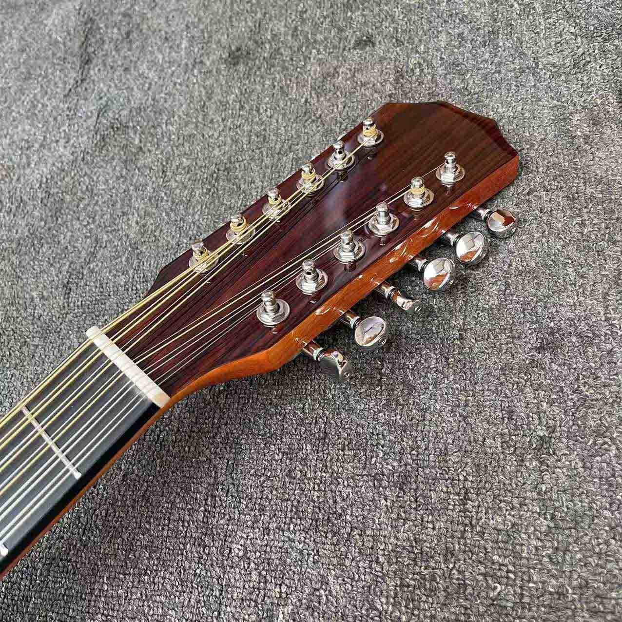 Custom 12 Strings Solid Spruce Top Acoustic Guitar in Natural Color