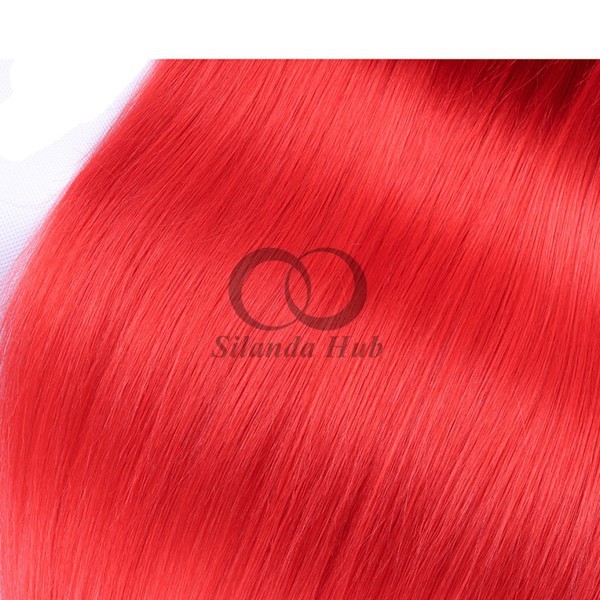 Red Straight Remy Human Hair Bundles Sew In Weave Bundles Brazilian Bundle Deals