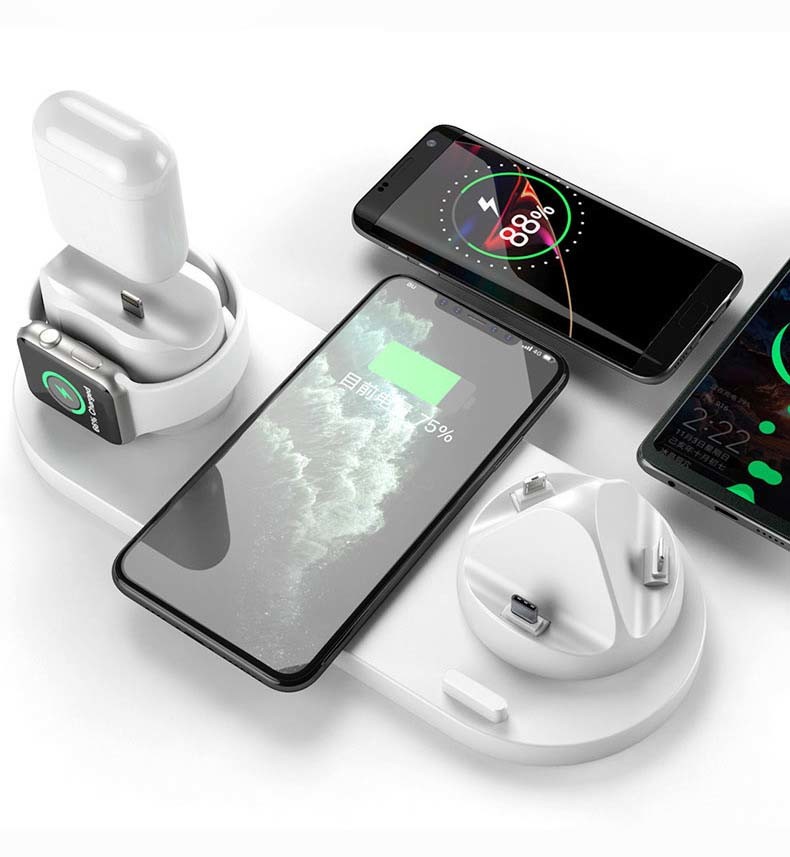 6 In 1 Electronic Wireless Charger Corporate Gift ABS Material Multifunctional