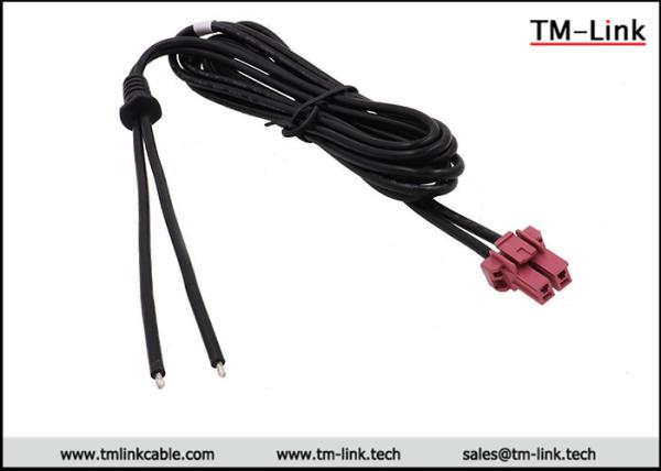 AMP 4.96mm pitch 2P housing connector 18AWG Black PVC Jacket power cable