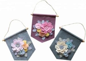 Quality Handmade Felt Wall Hanging Banner Decorative 9.5*9.5 Inch With Flower Decor wholesale