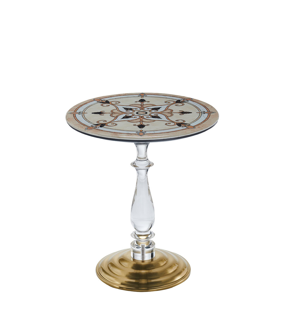 Modern Style Marble and brass Table Antiqued brass color round end table