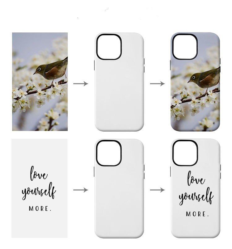3D Sublimation Tough Phone Cases For Iphone 16 15 14 Blank 3D Coated Double Layer Mobile Case White Vacuum Pressed