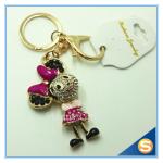 Custom Rhinestone Cartoon mouse Animal Shape metal Crystal Key Chain Ring Holder