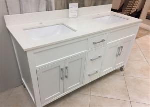 Quality 61&quot; Quartz Bathroom Vanity Countertops Double Sink , Quartz Slab Countertops wholesale