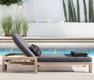 Quality Customized Luxury Pool Teak Wood Lounge Chair Leisure Bed wholesale