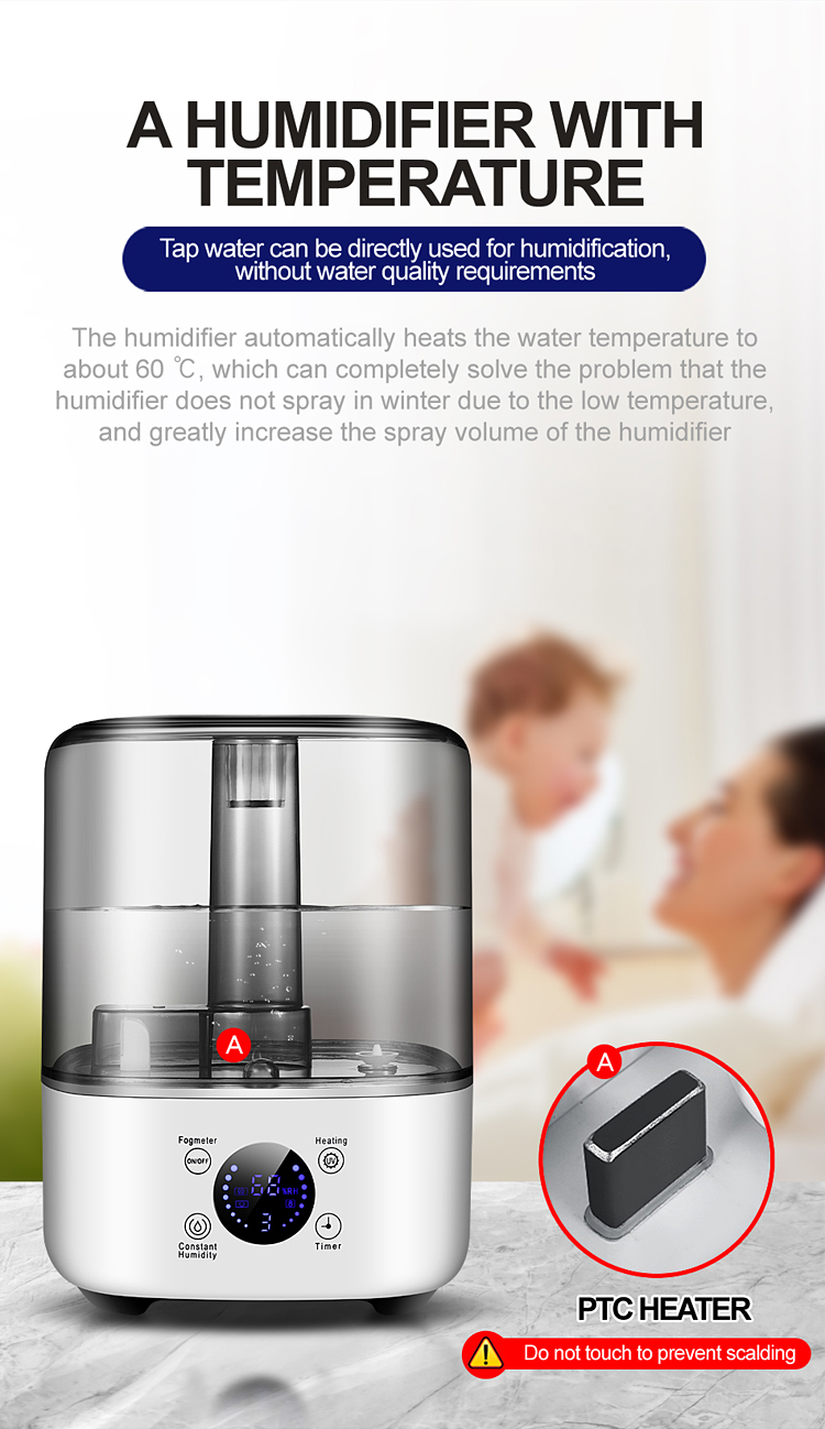 HOMEFISH BPA Free 5L Large Capacity Humidifier With UV Sanitizing Light Electric Plug