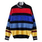 small quantity clothing manufacturer Drop Shoulder Graffiti Rainbow Striped