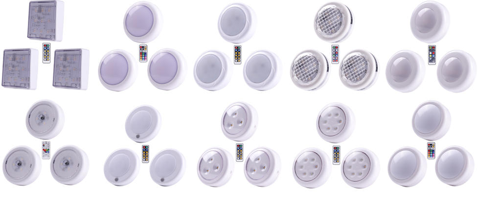 RGB LED Puck Lights 12 Colors Changing 3 Pack Battery Powered Operated with Remote Control