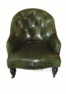 Quality luxury old style green leather night club single sofa furniture,#XD0064 wholesale