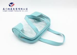 Quality Women Leather Cosmetic Bag With Super Clear Soft PVC Material 20cm*6.5cm*14.5cm wholesale