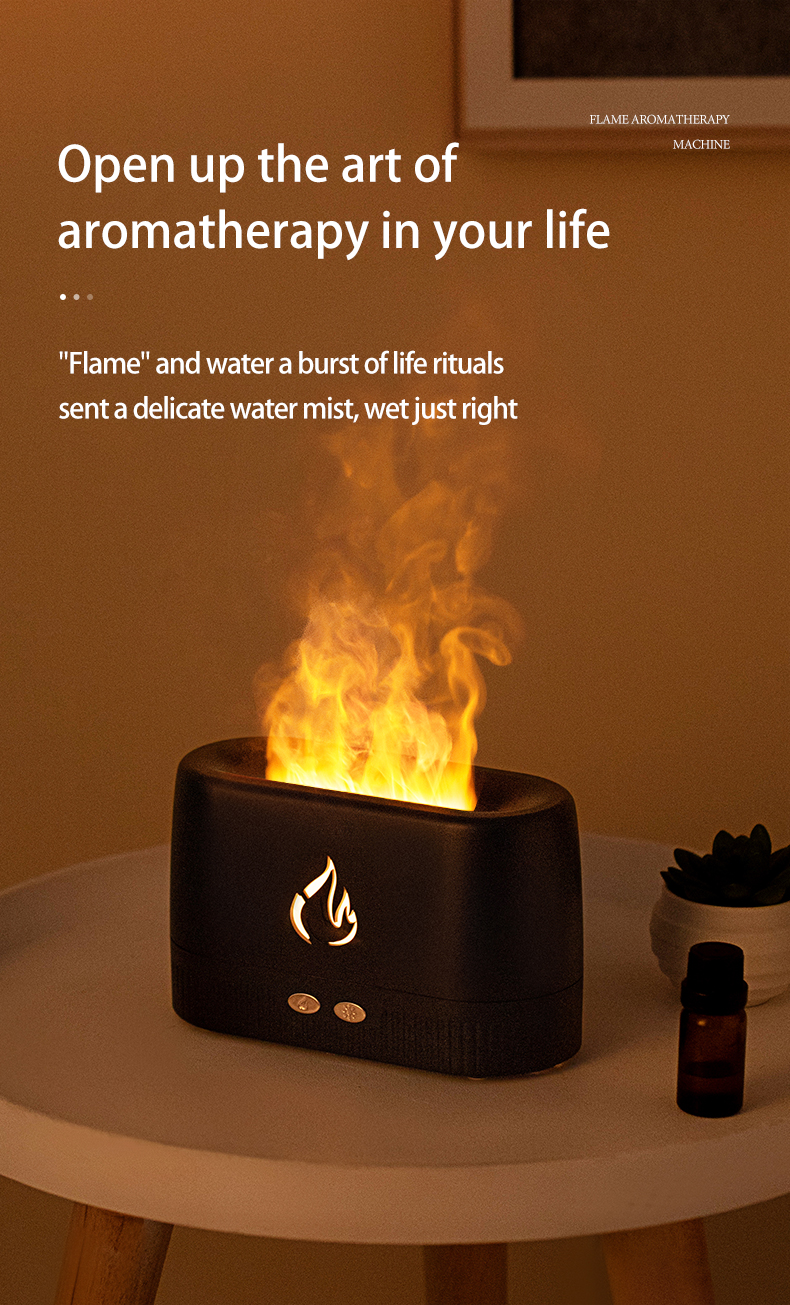HOMEFISH 230ML Aromatherapy Ultrasonic Flame Aroma Diffuser With Warm Light