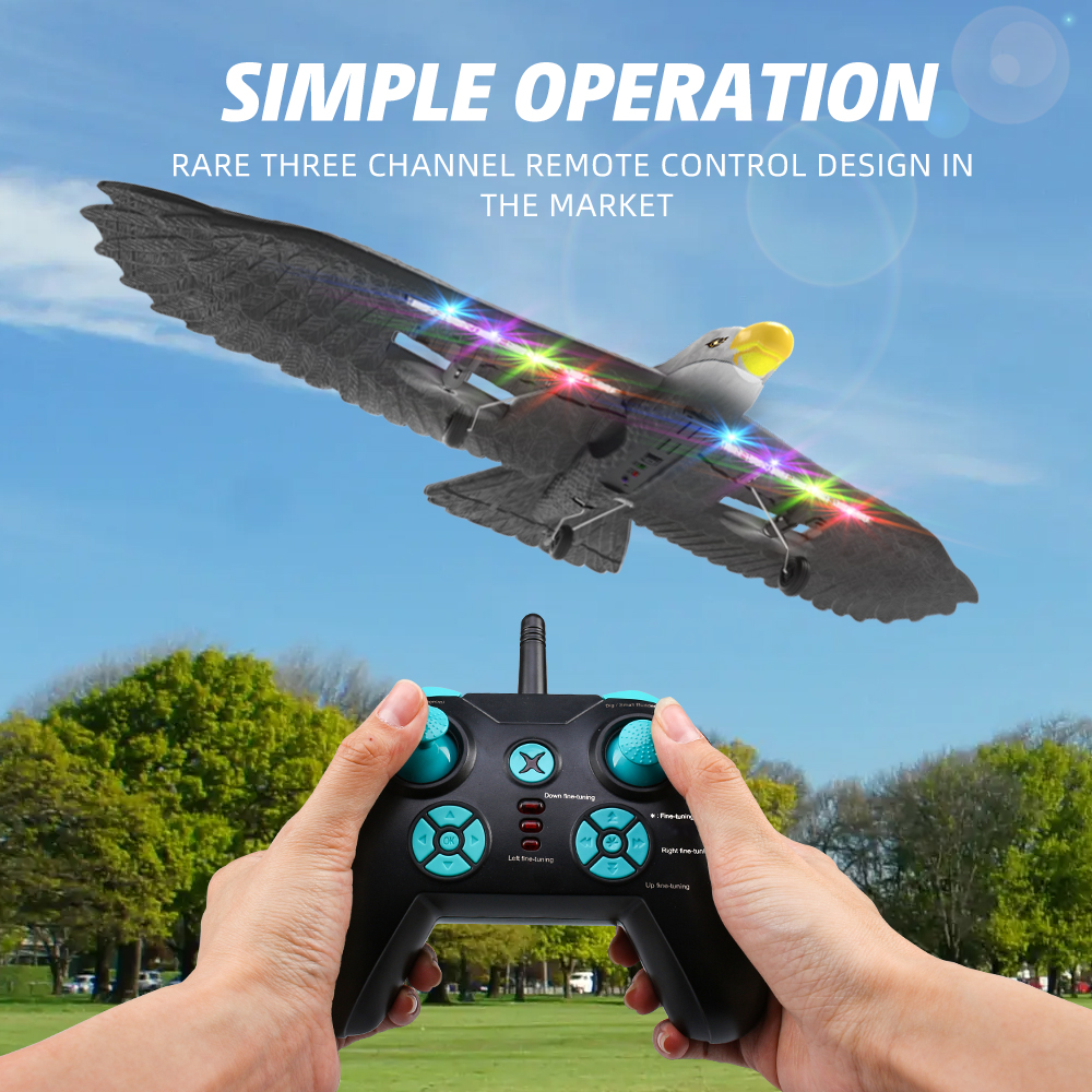2024 2-way Eagle Glider Model Rtf With Light and Self-balancing 3 Changell Glider Controlled Aircraft Scale 56*29.5*8 CM