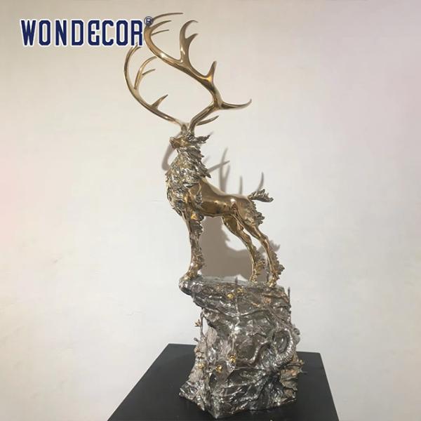 Modern metal art decoration casting animal stag stainless steel sculpture for