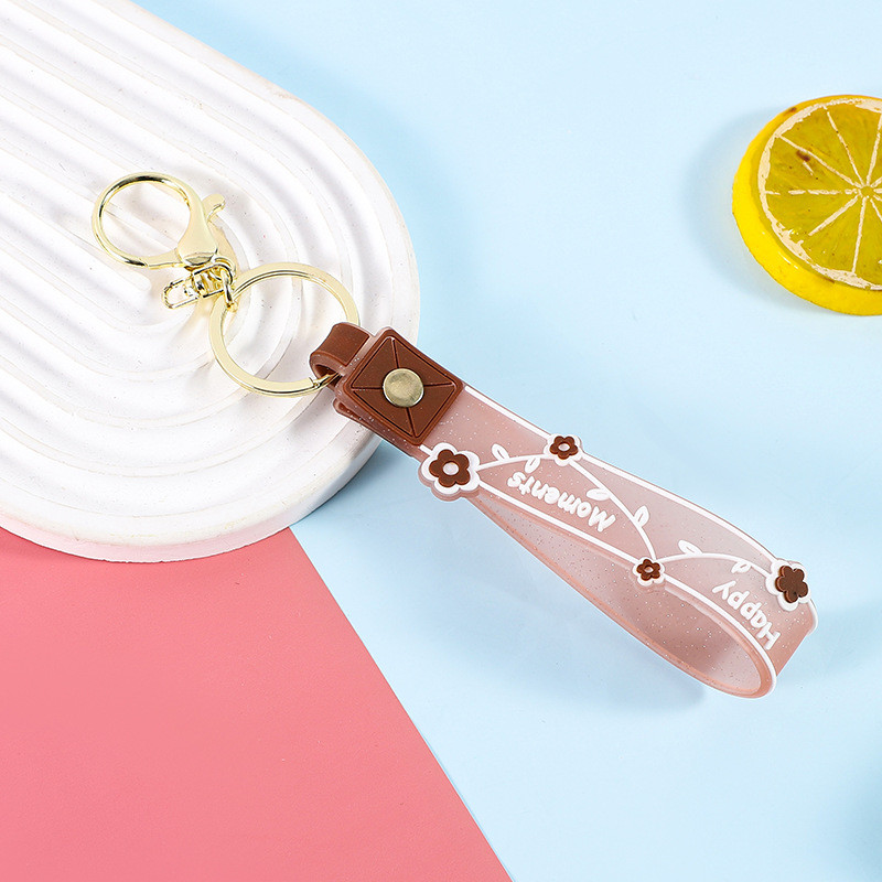 Car Keychain Silicone Round Key Ring Bracelet With Metal Key Holder Wristlet Keychains For Women And Girls