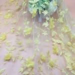Colorful Polyester 3D flower embroidered Lace fabric for women garments