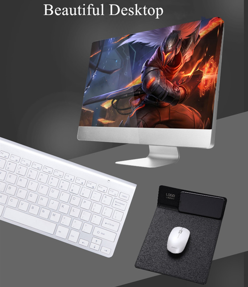 Office Usage Wireless Charging Mouse Pad With Custom LED Logo
