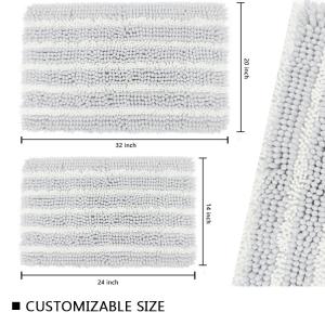 Quality White Shaggy Chenille Bathroom Rugs Rectangle Water Absorption Bath Mat wholesale