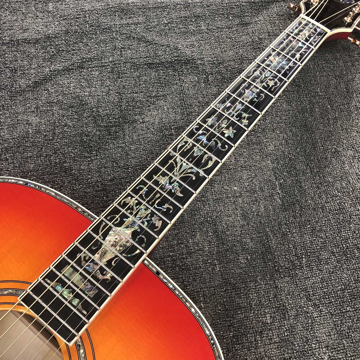 Custom Grand jumbo 43 inch J200 water ripple back side with kinds colors Acoustic Guitar life tree inlay neck, vintage