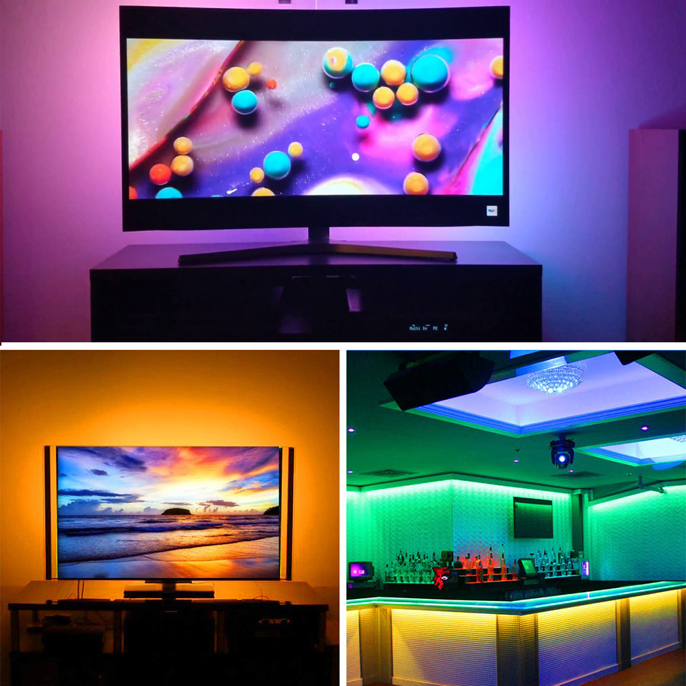 TV Lighting With 5m RGB LED Strip Light Set And Bluetooth Control