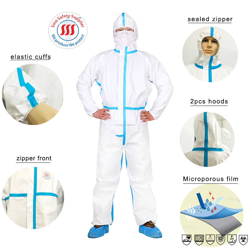 White Type 4 Disposable Coveralls Liquid Splash Protective Disposable Coverall