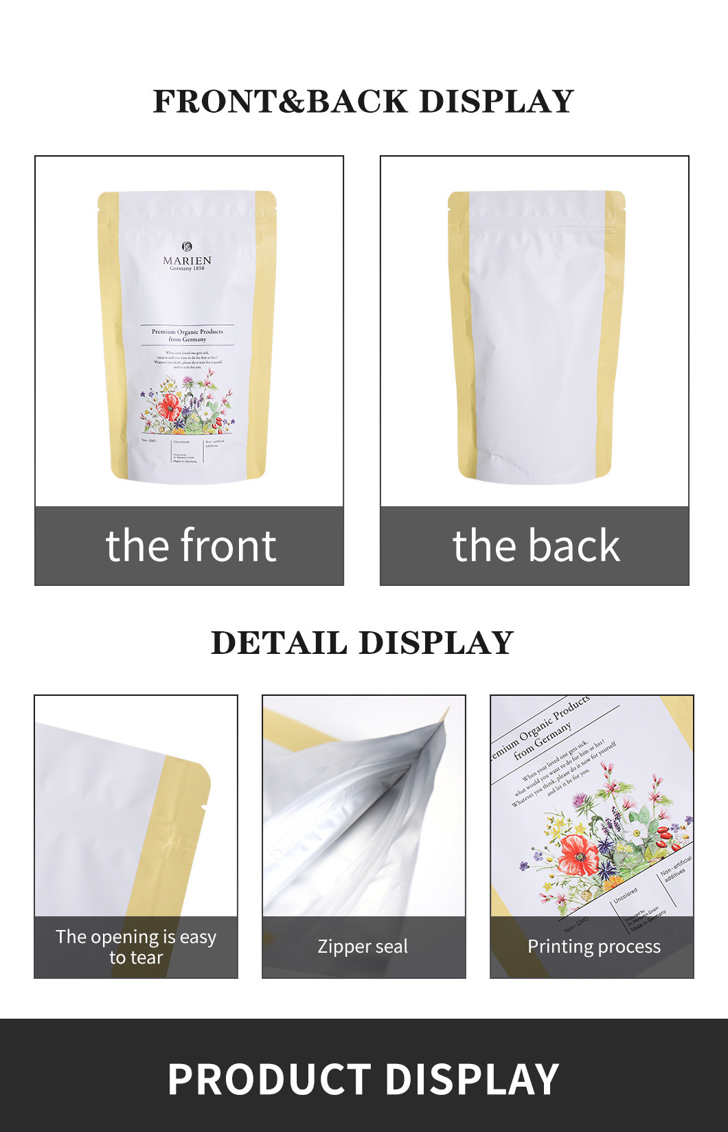 Custom Printing Empty Tobacco Packaging Pouch With Zipper