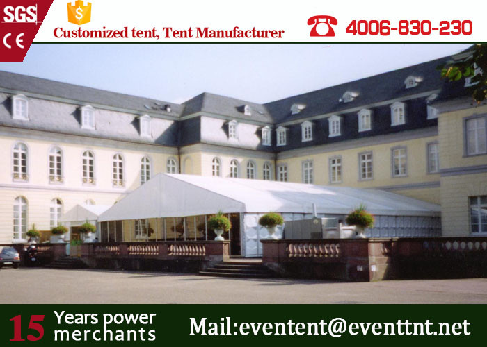 White Garden Party Tent PVC Fabric , Luxury Wedding Marquee With Large Capacity