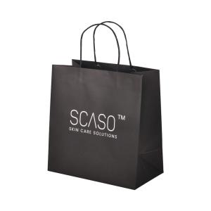 Quality Bio - Degradable Black Kraft Paper Bags Gift Packaging With Rope Handle wholesale
