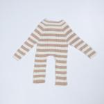 100% Cotton Unisex Baby Girl Boy Knit Striped Jumpsuit Long Sleeve One Piece