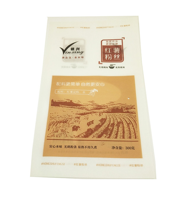 Cotton Paper Three Side Seal Pouch Noodle Packaging With Window