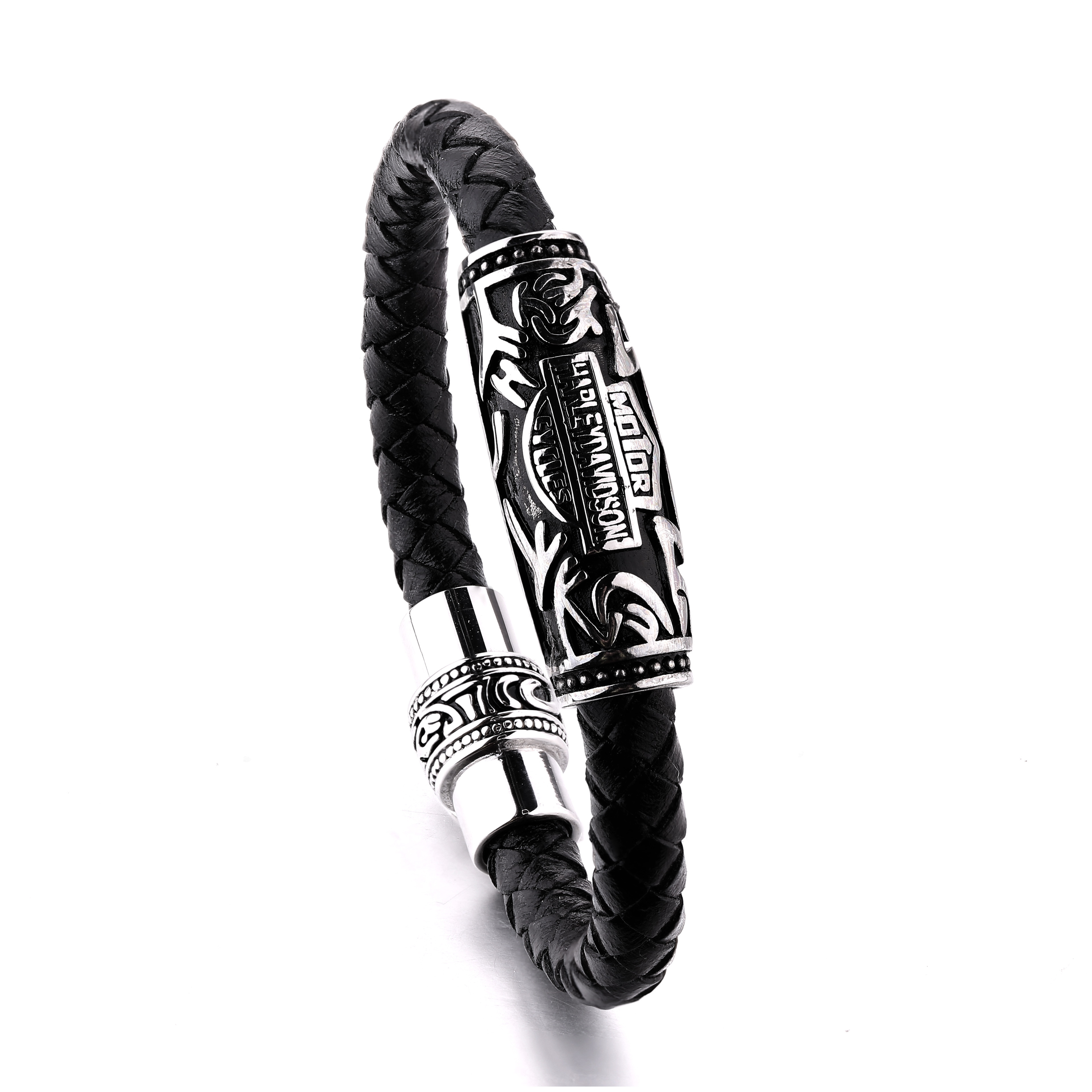 Man's Stainless Steel Clasp Braided Leather Bracelet Wholesale For Party