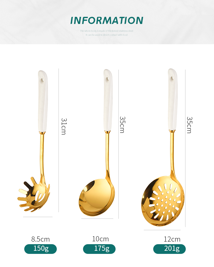 Ceramic Stainless Steel Kitchen Utensils Set Nordic Style For Cooking