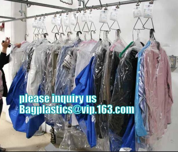 commercial clear pe ldpe poly hotel laundry roll up suit garment packaging dry cleaning cover plastic polythene bag for