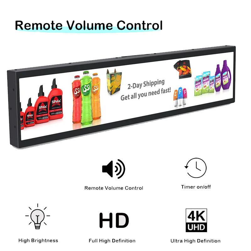 Ultra Wide Stretched Bar LCD Display Wall Mount 19.5 Inch 24 Inch 35 Inch