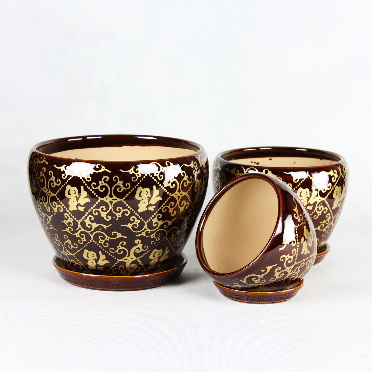 Customized Round Ceramic Pots Wide Selection Drainage Included