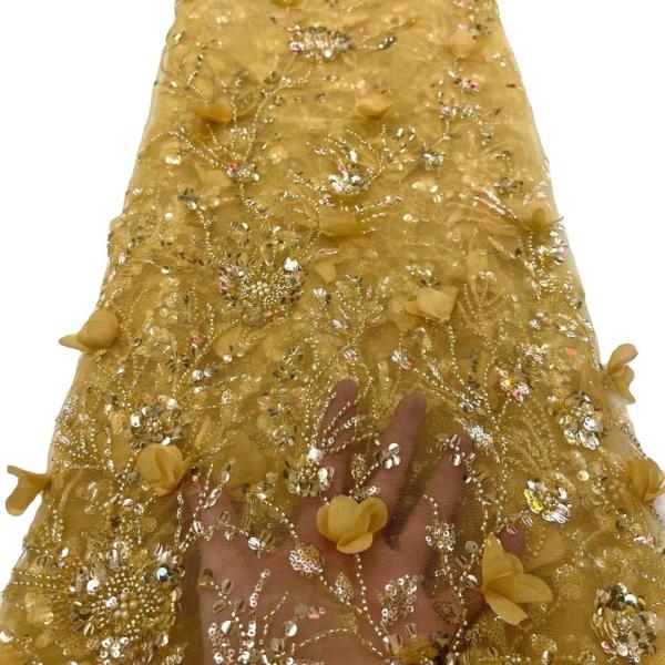 Unique Style Supoo 3D Flowers Lace Embroidery Bridal Dress French Lace Fabric