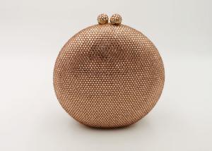 Quality Diamond Dazzling Champagne Rhinestone Evening Bags Metal Hard Case wholesale