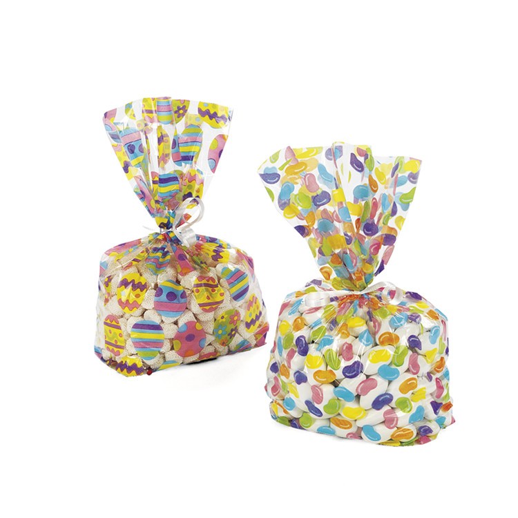 Happy Easter Disposable Plastic Candy Cello Bag Clear Packaging Easter Bunny Treat Bag